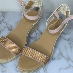 Chic Pink and Cream Glitter Wedges US 10
